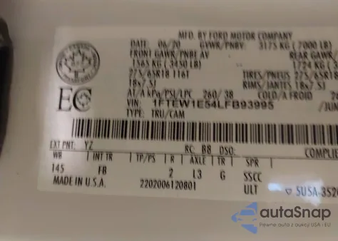 2020 Ford F150 Xlt from USA, damaged, VIN 1FTEW1E54LFB93995